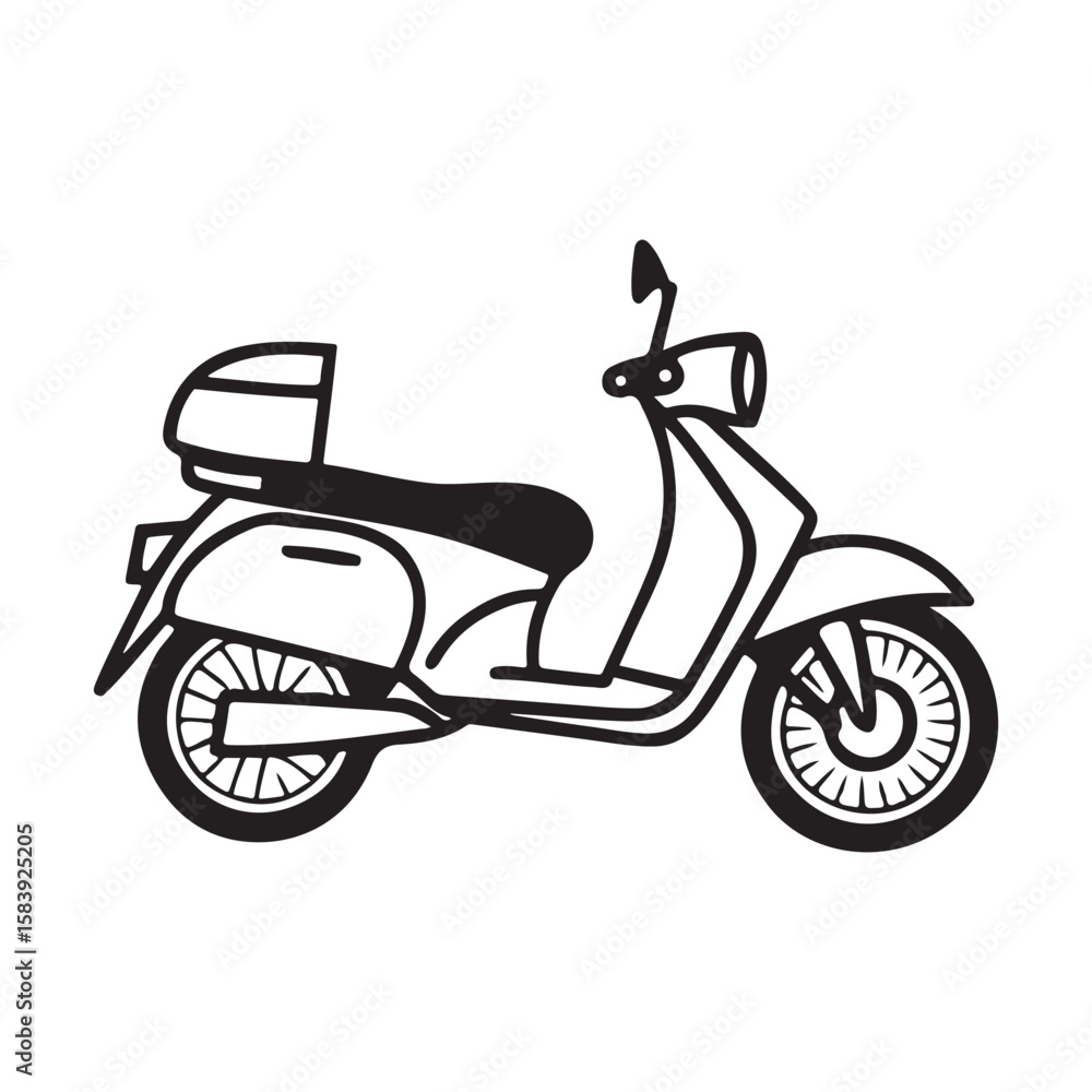 Obraz premium Vintage scooter with storage box retro transportation