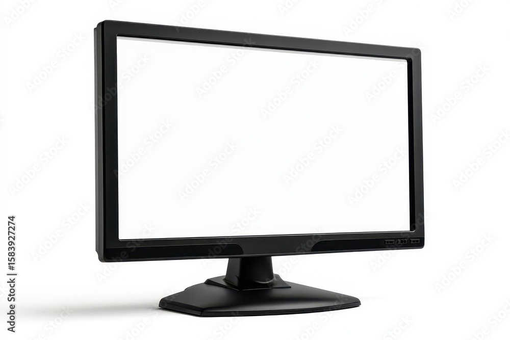 Sleek 24-Inch Flat Black TFT Monitor Display Isolated on White Background Sleek 24-Inch Flat Black TFT Monitor Display Isolated on White Background