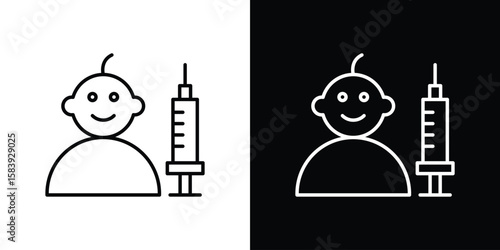 Baby Vaccination icon for concept and graphic design. Collection of high quality black style vector icons