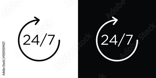 24 7 icon for concept and graphic design. Collection of high quality black style vector icons