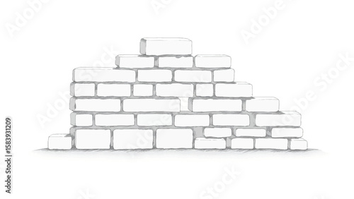 Brick wall texture seamless pattern. Grunge and distressed effect. Black and white brick wall background.