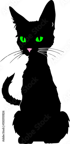 simple black graphic drawing of one cat, decorative element, logo