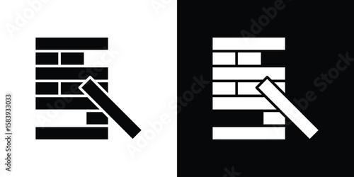 Wooden block icon glyphs vectors. Web flat pack.