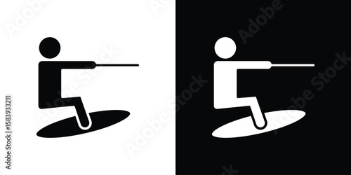 Wakeboarding icon glyphs vectors. Web flat pack.