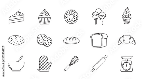Baking Bliss A Line Art Collection of Treats and Tools for Your Sweet Designs