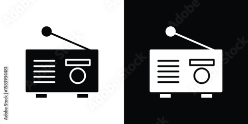 Radio icon glyphs vectors. Web flat pack.