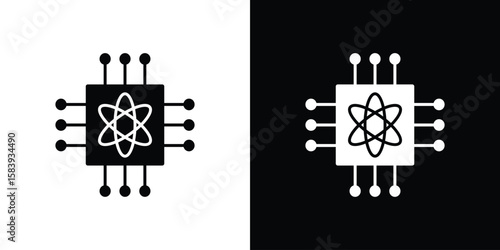 Quantum computing icon glyphs vectors. Web flat pack.