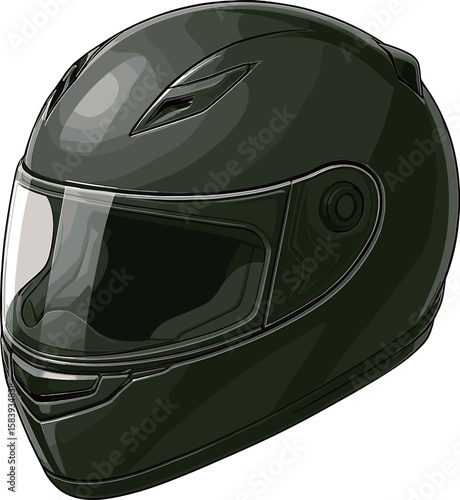 黒いフルフェイスヘルメットのイラスト