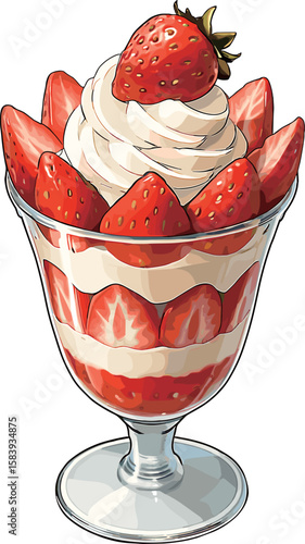いちごパフェのイラスト