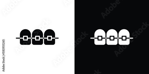 Lingual braces icon glyphs vectors. Web flat pack.