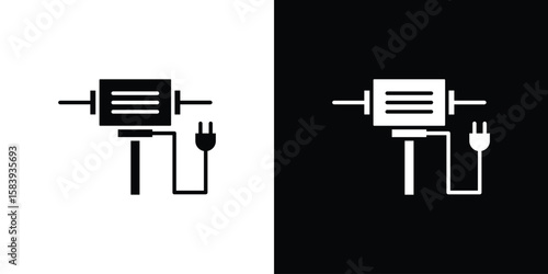 Hydraulic breaker icon glyphs vectors. Web flat pack.