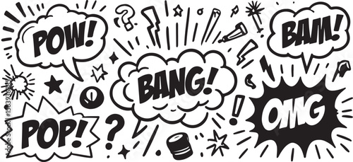 Pow bang pop omg bam comic book sound effects vector