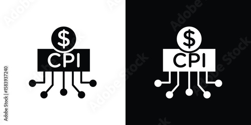 Consumer prices index icon glyphs vectors. Web flat pack.