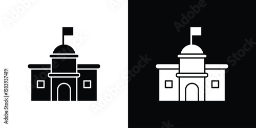 City hall icon glyphs vectors. Web flat pack.