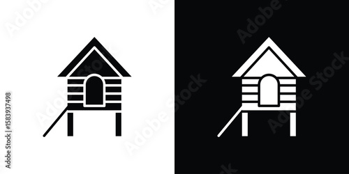Chicken coop icon glyphs vectors. Web flat pack.