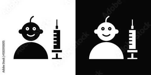 Baby Vaccination icon glyphs vectors. Web flat pack.