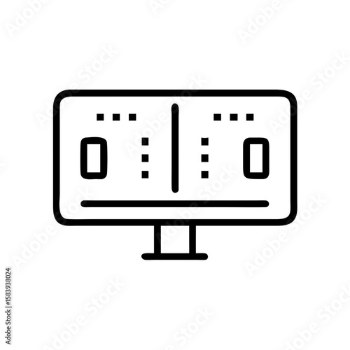 Sports scoreboard icon in minimalist black line style, transparent background  