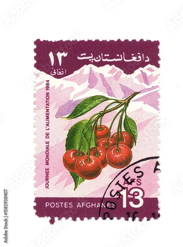 Cuadro en lienzo A vintage postage stamp from Afghanistan isolated on a white background