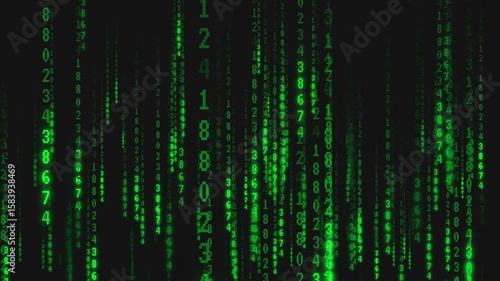 binary code background, vast strings of data being processed at speed, Data Securely encrypted, Cyber Security and Cyber Space backdrop, Hacking and hacker concept, data, Futuristic Technology. 4K.