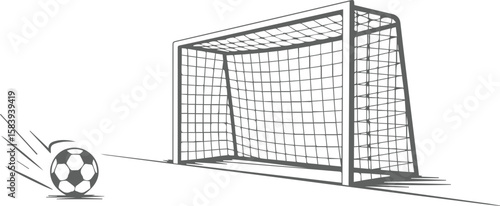 football ball and goal,  Football goal. Soccer goal. Vector, soccer ball in goal with black & White background
