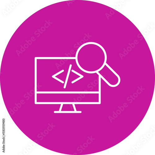 Code Search Vector Pink Circle  Icon Design