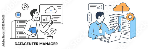 Data center manager overseeing operations and performance metrics during working hours