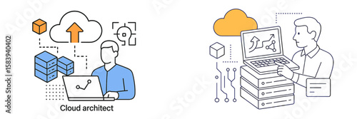 Cloud architect working on data management and strategy in a modern digital environment
