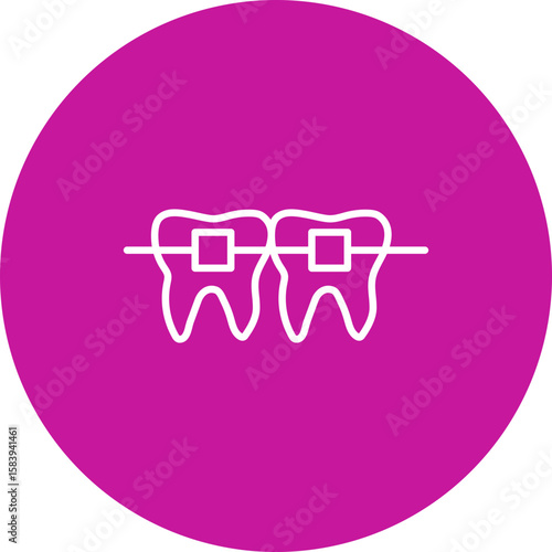 Braces Vector Pink Circle Icon Design