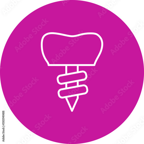 Dental Implant Vector Pink Circle Icon Design