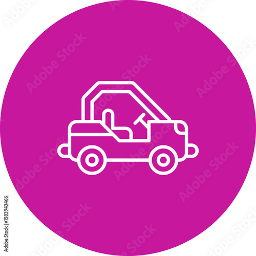 Dune Buggy  Vector Pink Circle Icon Design