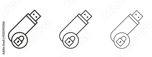Pendrive security icon for Website or Apps Elements, Logo. Pixel vector graphics