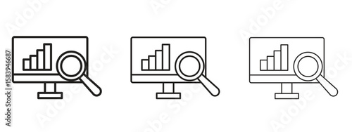 Data Analysing icon for Website or Apps Elements, Logo. Pixel vector graphics