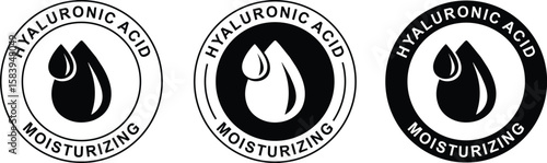 Hyaluronic Acid Moisturizer Icon Label – Skincare Product Badge for Packaging, Cosmetic Design, and Beauty Branding