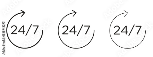 24 7 icon for Website or Apps Elements, Logo. Pixel vector graphics