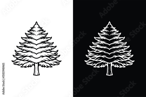 Cedar tree icon isolated vector icon illustration on white background.