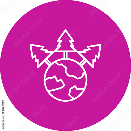 Earth Day Tree  Vector Pink Circle Icon Design