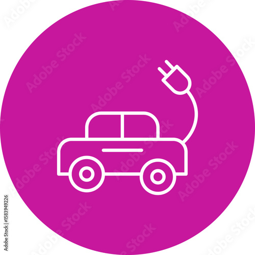 Electric Car  Vector Pink Circle Icon Design