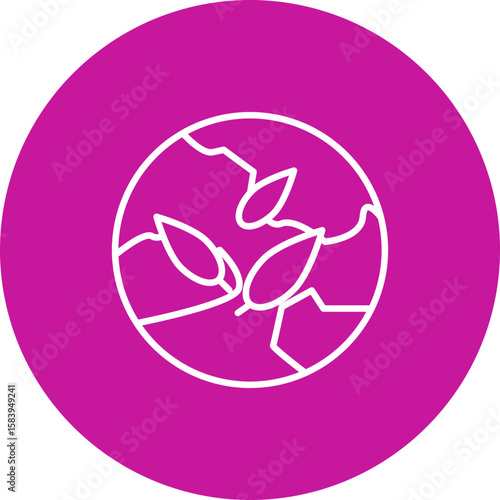 Green Leaf Globe  Vector Pink Circle Icon Design