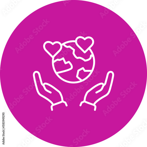 Earth Day Celebration  Vector Pink Circle Icon Design