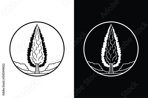 Cypress tree icon isolated vector icon illustration on white background.