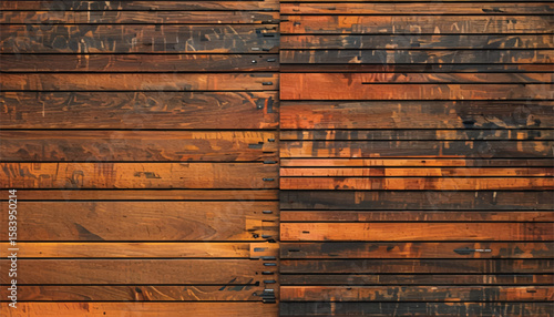 Close up of wall made of wooden planks. Wood plank texture background. Wood panels. Wooden background.