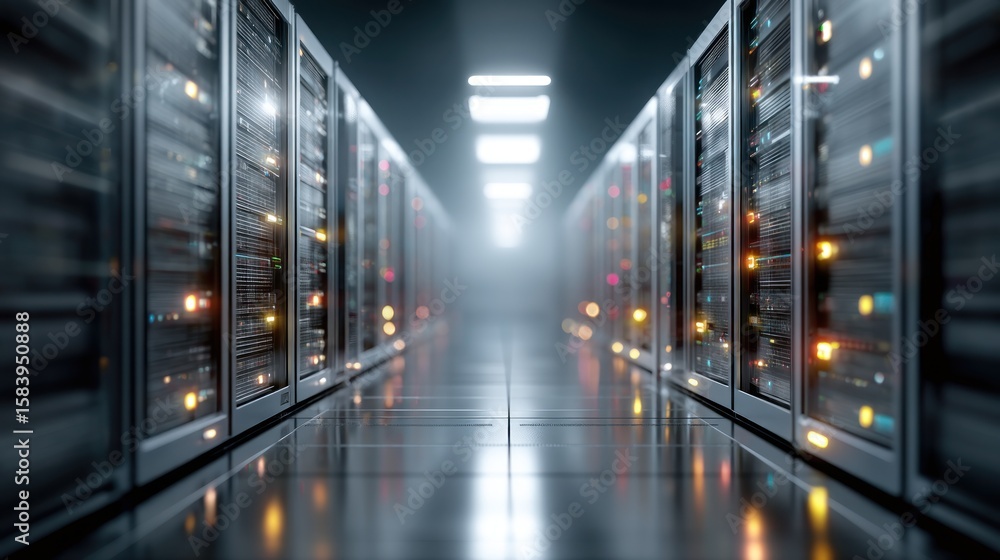 Fototapeta premium Data center server room interior technology infrastructure network hardware