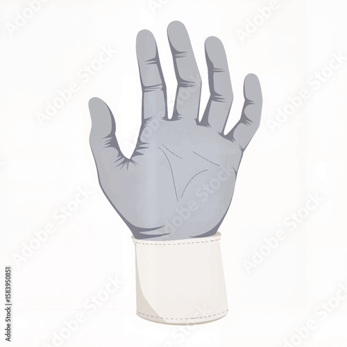 Robotic hand with white wrist and detailed fingers on white background  