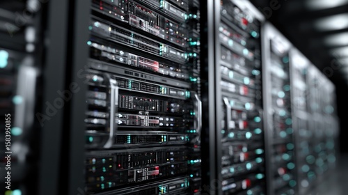 Data center server racks high tech network and storage technology