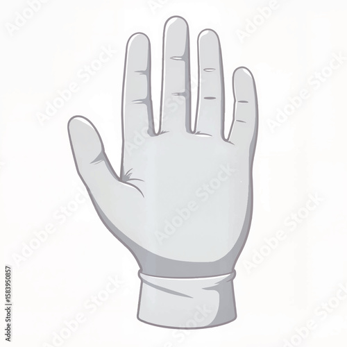 Medical examination glove displayed in flat position on white background  