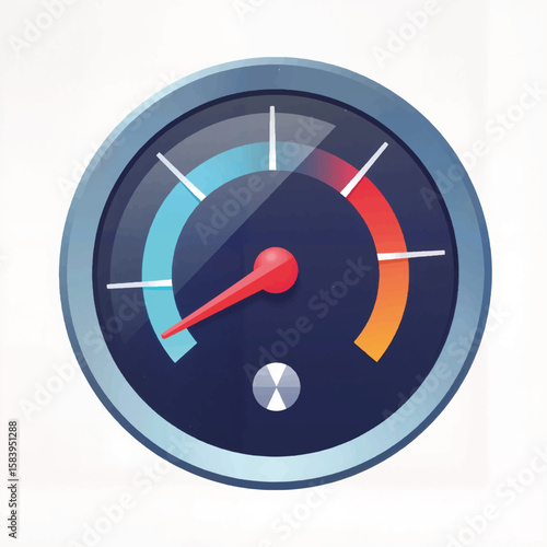 Digital speedometer gauge with color indicators for performance  