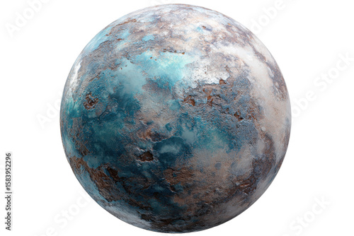 Weathered sci-fi planet texture, isolated on transparent background. PNG