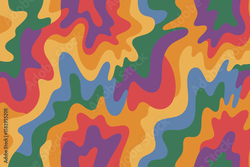 Swirling shapes and vibrant colors create a groovy abstract backdrop with a fun retro seventies vibe that is perfect for many designs.