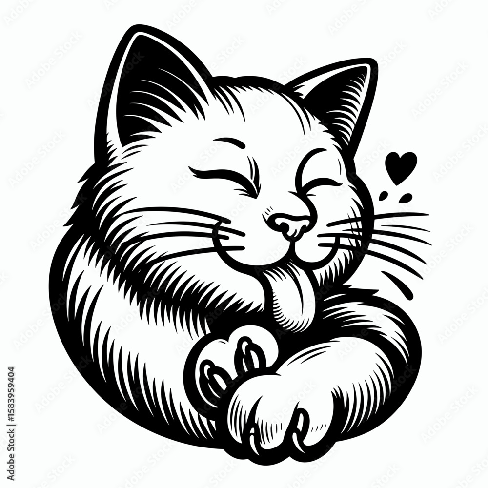 Obraz premium Cat licking paw