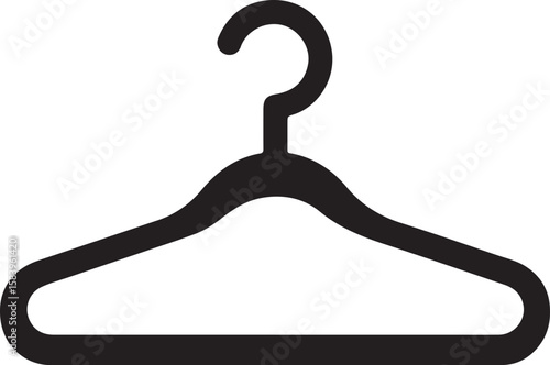Vector image of a clothes hanger in silhouette full white baackground.